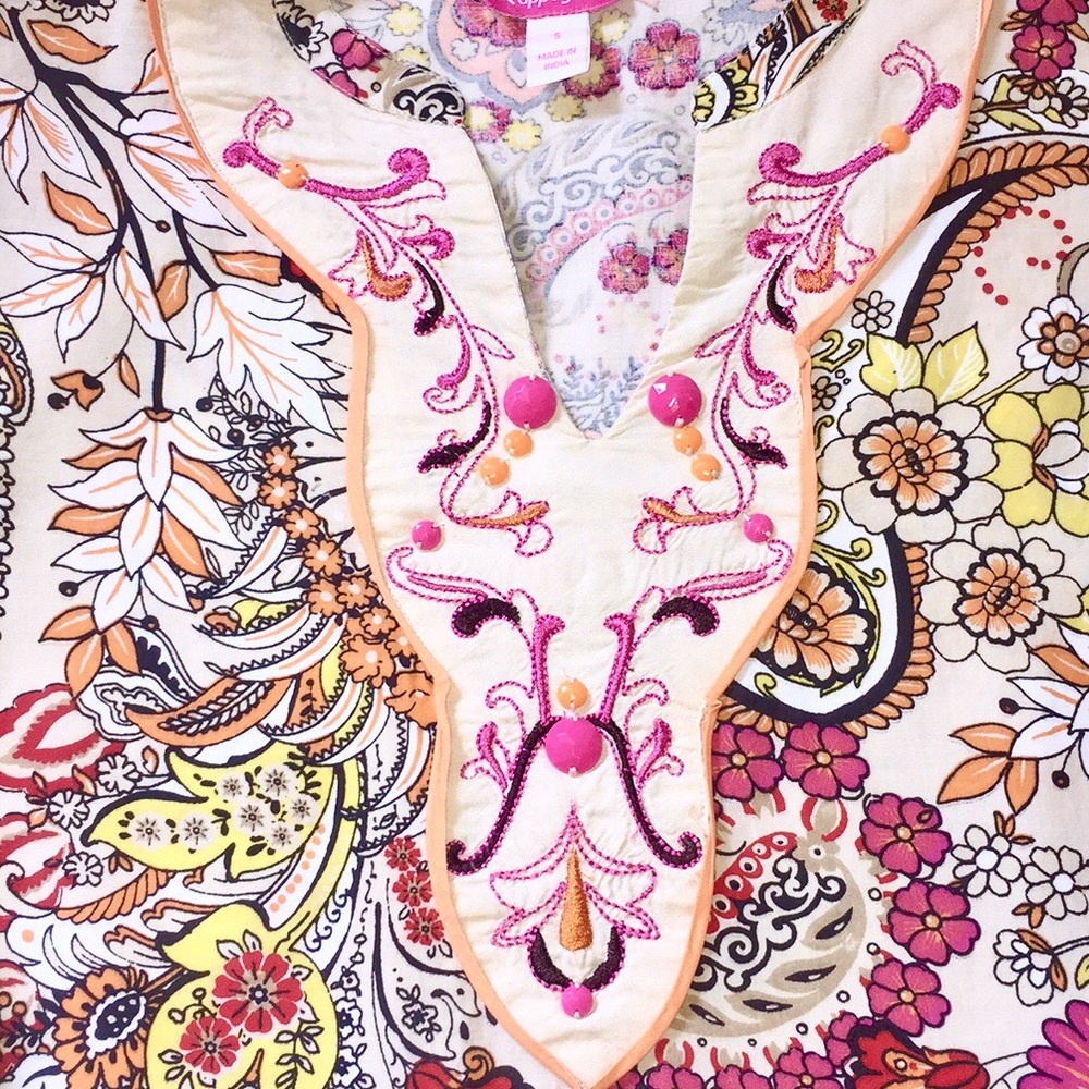 Pappagallo Paisley Floral Print Tunic Top - Picture 8 of 10